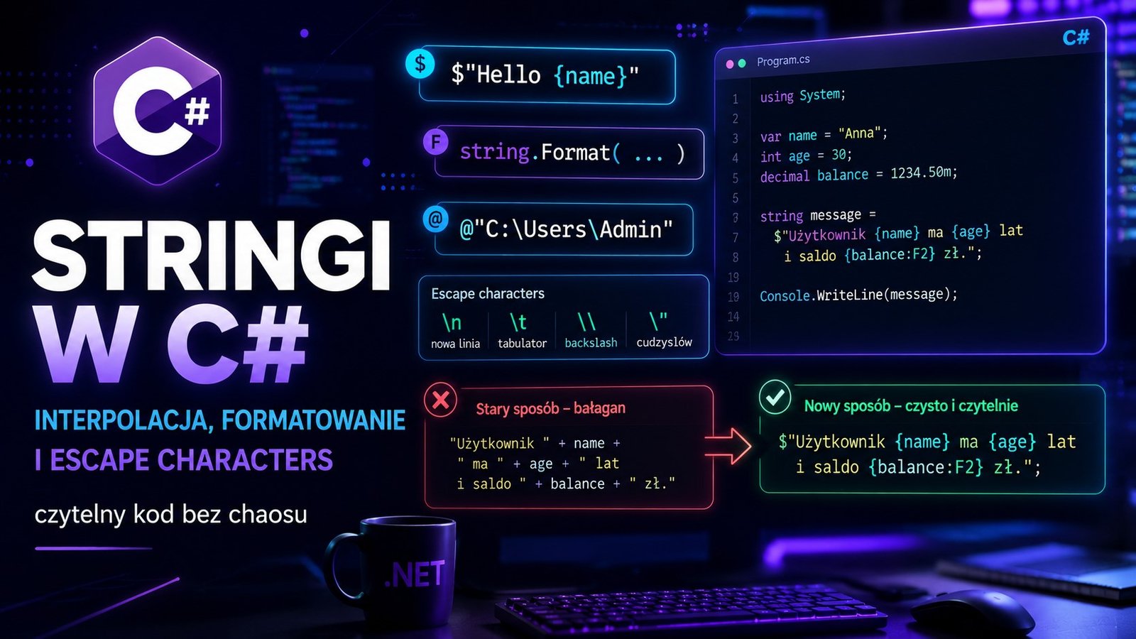 Stringi – Interpolacja, string.Format i Formatowanie Tekstu